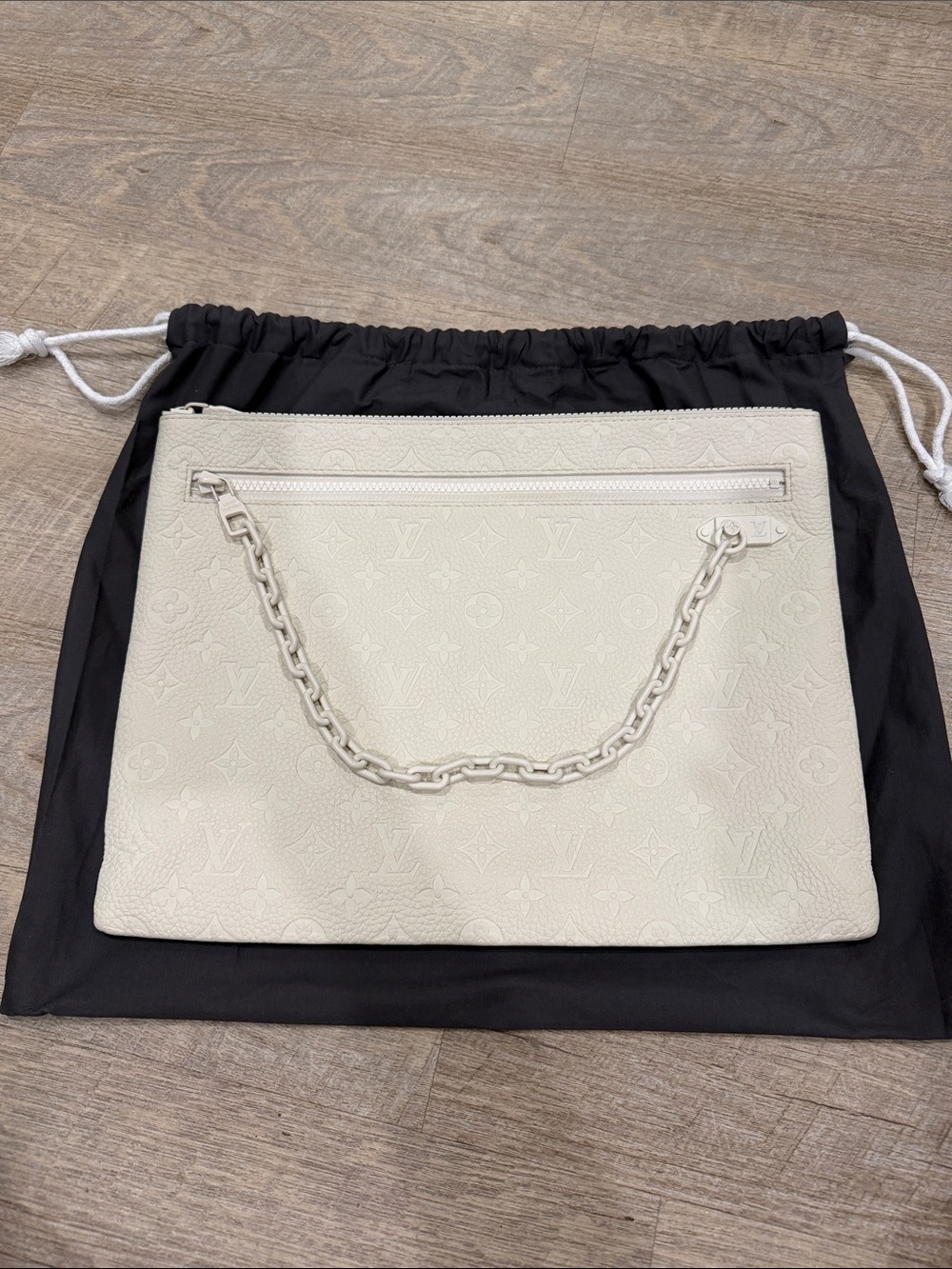 Louis Vuitton White Monogram Taurillon Leather Solar Ray A4 Pouch